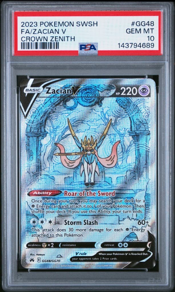 Zacian V PSA 10 slab front